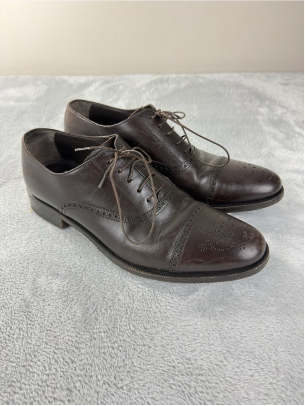Scarosso Men's Silvio Brown Leather Oxford Shoes Size 9.5 US 8.5 UK 42.5 EU